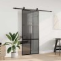 Puerta corredera con herrajes negro 90x205 cm vidrio templado en Puertas | Comprar online en Foro24
