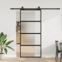 Puerta corredera con herrajes negro 76x205 cm vidrio templado en Puertas | Comprar online en Foro24