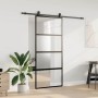 Puerta corredera con herrajes negro 90x205 cm vidrio templado en Puertas | Comprar online en Foro24