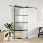 Puerta corredera herrajes negro 102,5x205 cm vidrio templado