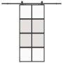 Puerta corredera con herrajes negro 90x205 cm vidrio templado