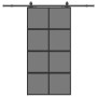 Puerta corredera herrajes negro 102,5x205 cm vidrio templado