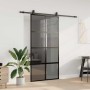 Puerta corredera herrajes negro 102,5x205 cm vidrio templado