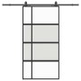 Puerta corredera herrajes negro 102,5x205 cm vidrio templado