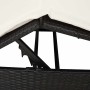 Tumbona doble con techito Negro 205 x 129 x 200 cm ratán PE