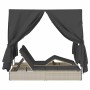 Tumbona doble con techito Gris claro 205 x 129 x 200 cm