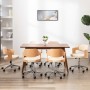 Sillas de comedor giratorias 6 uds madera curvada cuero crema