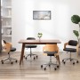 Sillas de comedor giratorias 4 uds madera curvada y cuero negro