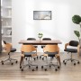 Sillas de comedor giratorias 6 uds madera curvada y cuero negro
