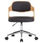 Sillas de comedor giratorias 6 uds madera curvada y cuero negro