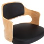 Sillas de comedor giratorias 6 uds madera curvada y cuero negro