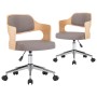 Sillas comedor giratorias 2 uds madera curvada tela gris taupe