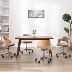 Sillas comedor giratorias 4 uds madera curvada tela gris taupe