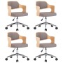Sillas comedor giratorias 4 uds madera curvada tela gris taupe