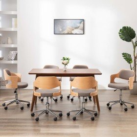Sillas comedor giratorias 6 uds madera curvada tela gris taupe