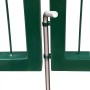 Puerta de valla de jardín con postes acero verde 350x140 cm