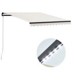 Toldo retráctil manual con LED crema 300x250 cm Toldo retráctil manual con LED crema 300x250 cm
