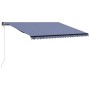 Toldo retráctil sensor de viento y LED azul y blanco 500x300 cm