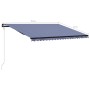Toldo retráctil sensor de viento y LED azul y blanco 500x300 cm