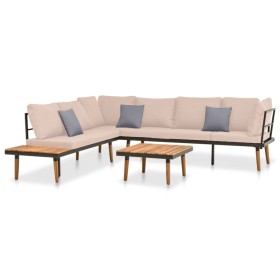 4-piece garden furniture set and solid acacia wood cushions by vidaXL, Garden sets - Ref: Foro24-316641, Price: 617,18 €, Dis...