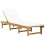Folding sun lounger with cream-white solid acacia wood cushion by vidaXL, Loungers - Ref: Foro24-316645, Price: 229,68 €, Dis...