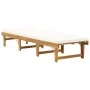 Folding sun lounger with cream-white solid acacia wood cushion by vidaXL, Loungers - Ref: Foro24-316645, Price: 229,68 €, Dis...