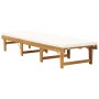 Tumbona plegable con cojín madera maciza de acacia blancocrema de vidaXL, Tumbonas - Ref: Foro24-316645, Precio: 241,46 €, De...