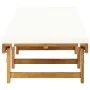 Folding sun lounger with cream-white solid acacia wood cushion by vidaXL, Loungers - Ref: Foro24-316645, Price: 229,68 €, Dis...