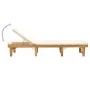 Folding sun lounger with cream-white solid acacia wood cushion by vidaXL, Loungers - Ref: Foro24-316645, Price: 229,68 €, Dis...