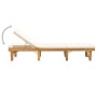 Tumbona plegable con cojín madera maciza de acacia blancocrema de vidaXL, Tumbonas - Ref: Foro24-316645, Precio: 241,46 €, De...