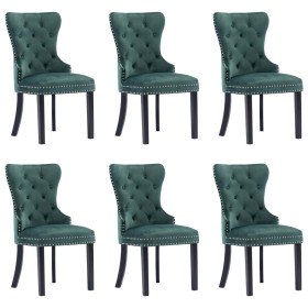 Sillas de comedor 6 unidades terciopelo verde oscuro Sillas de comedor 6 unidades terciopelo verde oscuro