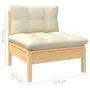 2-Sitzer-Gartensofa aus massivem Kiefernholz mit cremefarbenen Kissen von vidaXL, Modulare Sofas für den Außenbereich - Ref: ...