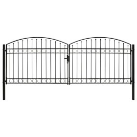 Doppeltüriges Zauntor mit Bogen 400x150 cm aus schwarzem Stahl von vidaXL, Gartentore - Ref: Foro24-143094, Preis: 422,63 €, ...