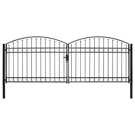 Doppeltüriges Zauntor mit Bogen 400x150 cm aus schwarzem Stahl von vidaXL, Gartentore - Ref: Foro24-143094, Preis: 414,67 €, ...