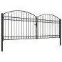 Doppeltüriges Zauntor mit Bogen 400x150 cm aus schwarzem Stahl von vidaXL, Gartentore - Ref: Foro24-143094, Preis: 414,67 €, ...
