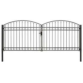 Doppeltüriges Zauntor mit Bogen 400x175 cm aus schwarzem Stahl von vidaXL, Gartentore - Ref: Foro24-143095, Preis: 464,76 €, ...