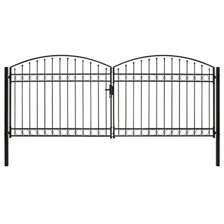 Doppeltüriges Zauntor mit Bogen 400x175 cm aus schwarzem Stahl von vidaXL, Gartentore - Ref: Foro24-143095, Preis: 464,76 €, ...