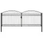 Double door fence gate with arch 400x175 cm black steel by vidaXL, garden gates - Ref: Foro24-143095, Price: 455,69 €, Discou...