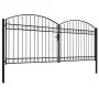 Double door fence gate with arch 400x175 cm black steel by vidaXL, garden gates - Ref: Foro24-143095, Price: 455,69 €, Discou...