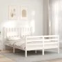Double bed frame with white solid wood headboard by vidaXL, Beds and slatted bases - Ref: Foro24-3194282, Price: 146,37 €, Di...