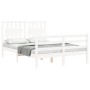 Double bed frame with white solid wood headboard by vidaXL, Beds and slatted bases - Ref: Foro24-3194282, Price: 148,47 €, Di...