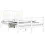 Double bed frame with white solid wood headboard by vidaXL, Beds and slatted bases - Ref: Foro24-3194282, Price: 146,37 €, Di...