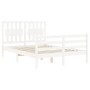 Double bed frame with white solid wood headboard by vidaXL, Beds and slatted bases - Ref: Foro24-3194282, Price: 148,47 €, Di...