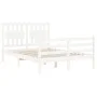 Estructura cama de matrimonio con cabecero madera maciza blanco de vidaXL, Camas y somieres - Ref: Foro24-3194282, Precio: 14...