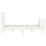 Double bed frame with white solid wood headboard by vidaXL, Beds and slatted bases - Ref: Foro24-3194282, Price: 148,47 €, Di...
