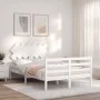 Estructura cama de matrimonio con cabecero madera maciza blanco de vidaXL, Camas y somieres - Ref: Foro24-3195257, Precio: 13...