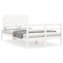 Double bed frame with white solid wood headboard by vidaXL, Beds and slatted bases - Ref: Foro24-3195257, Price: 137,76 €, Di...