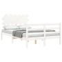Double bed frame with white solid wood headboard by vidaXL, Beds and slatted bases - Ref: Foro24-3195257, Price: 137,76 €, Di...