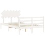 Estructura cama de matrimonio con cabecero madera maciza blanco