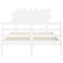 Double bed frame with white solid wood headboard by vidaXL, Beds and slatted bases - Ref: Foro24-3195257, Price: 137,76 €, Di...